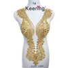 Gold bodice rhinestone applique patch for mermaid wedding dress WDP-112-1