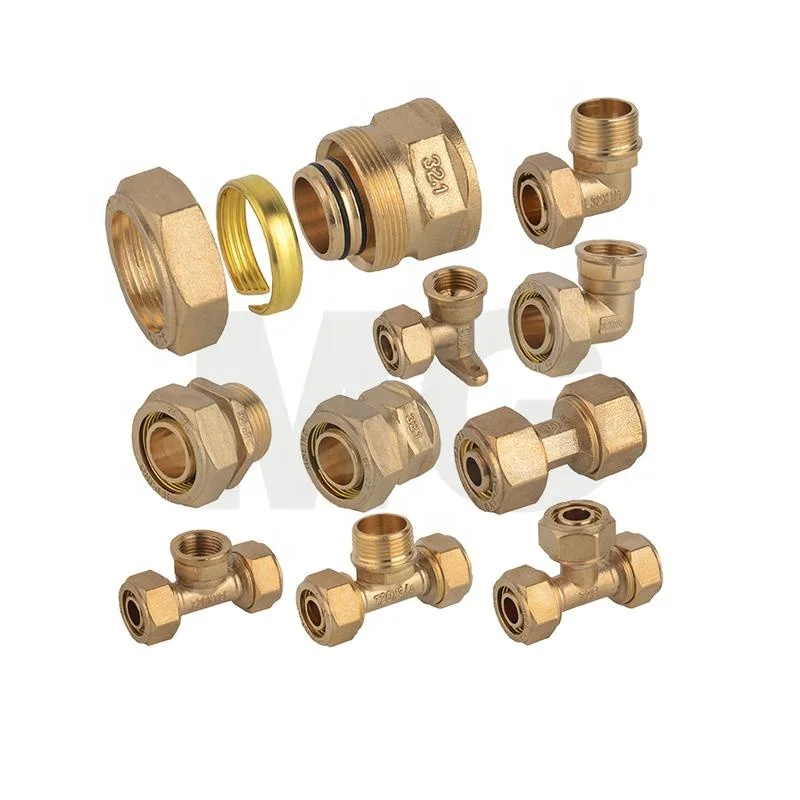 

Sleeve Type Brass Pipe Fitting for PEX-AL-PEX Natural Gas Pipe 25mm pex fitting 90 degree elbow reducing brass fitting pipe, Natural color or nickel color