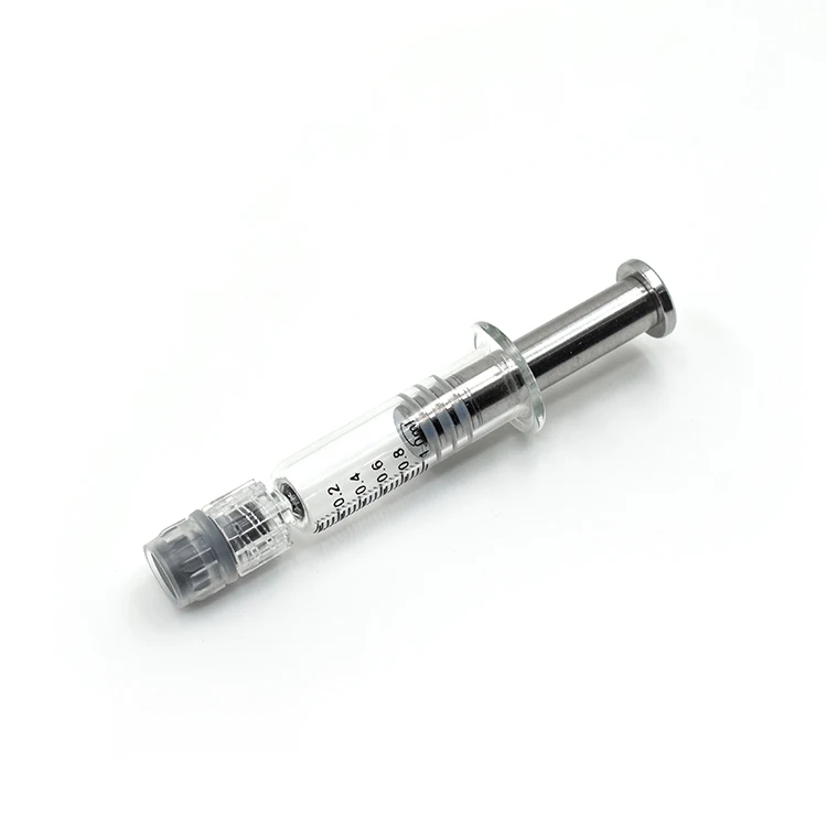 

High quality metal plunger 1ml luer lock luer slip cbd oil glass syringe leakage-proof metal plunger, Transparent glass