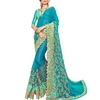 Chiffon Embroidered Green Colored Party Wear Saree