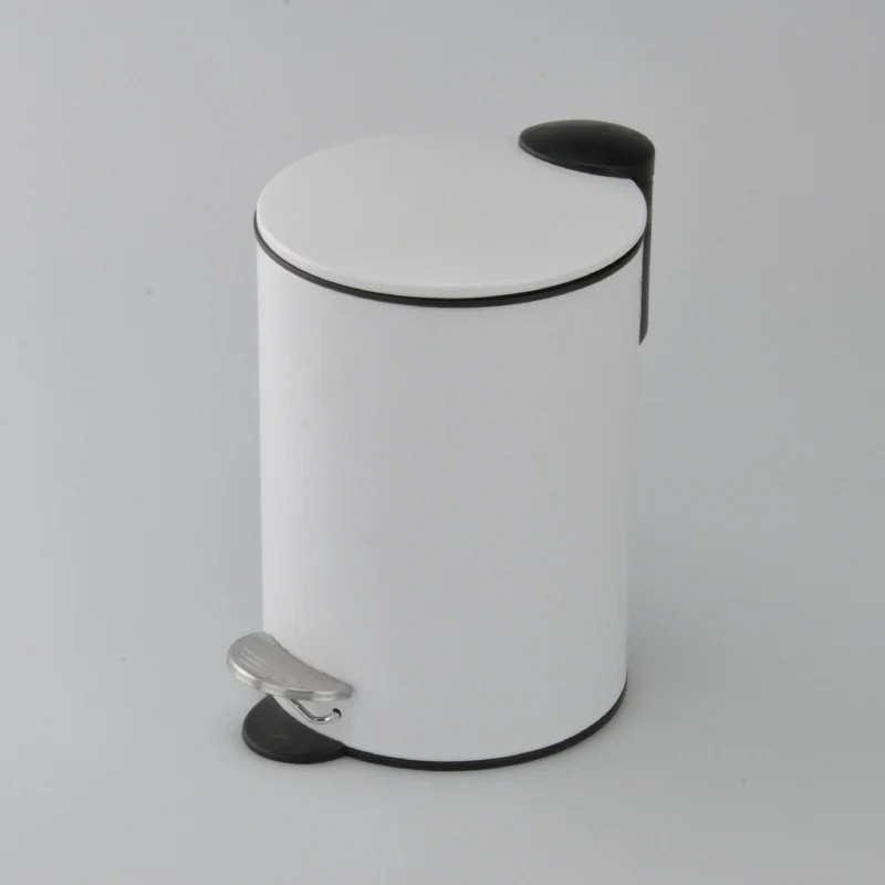 Metal Matte Black Coated Swing Lid Waste Bin With Plastic Bin Inside