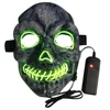 Cosplay Skull Mask with EL Cool Light Scary Mask Horrible Skeleton Mask Stage Properties For Party Dance Halloween Decoration