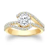 14K Solid Yellow Gold Real Brilliant Cut Diamond Designer Ring with white accents