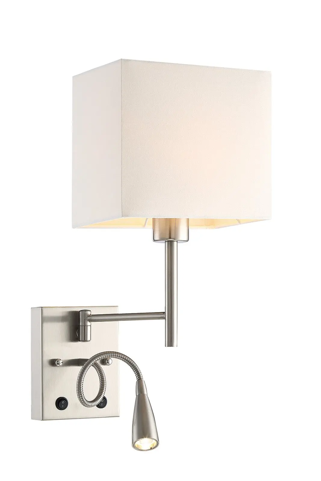 HomeFocus LED Bedside Reading Wall Lamp Light,LED Reading Swing Arm Wall Lamp Light,Wall Sconces,Living Room Wall Lamp,Corridor Wall Lamp,2 Lights 2 Switches LED 3W 3000K and E26 Holder,Top Quality F