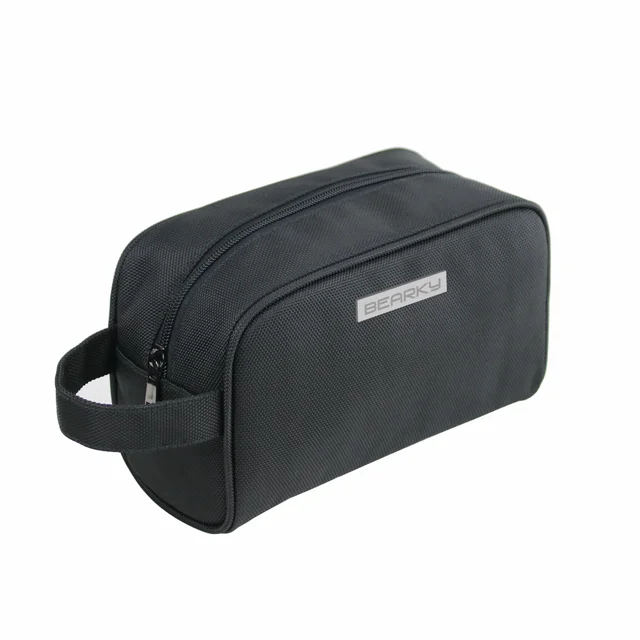 

BEARKY bag factory custom black simple plain vintage polyester nylon portable mens dopp kit toiletry travel bag wash bag, Customized color