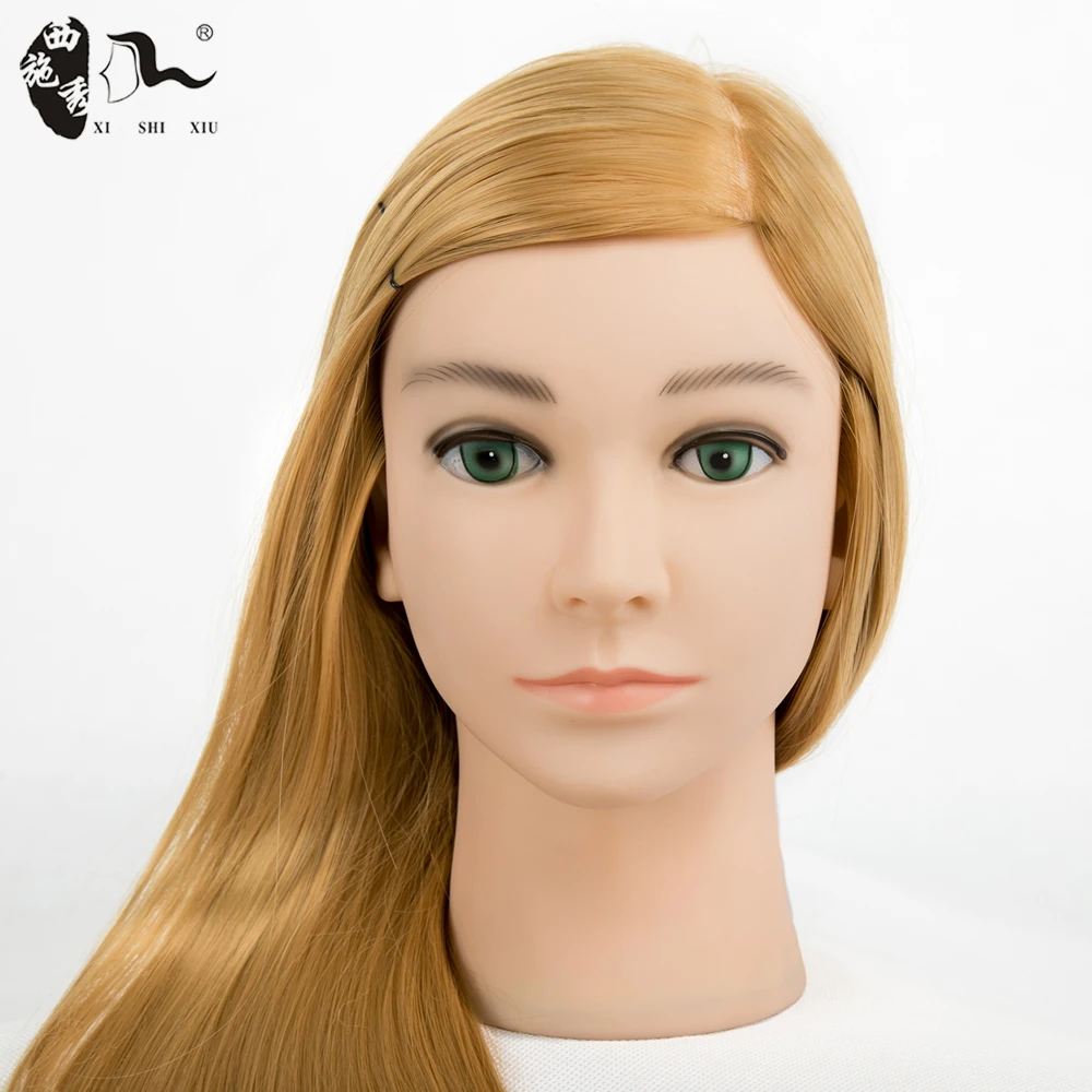XISHIXIUHAIR BRAND Make Up Synthetic Hair Mannequin Head, Synthetic Hair Training Mannequin Head
