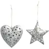 Galvanized Star And Heart Hanging With Pretty Cut Out Details Christmas Tree