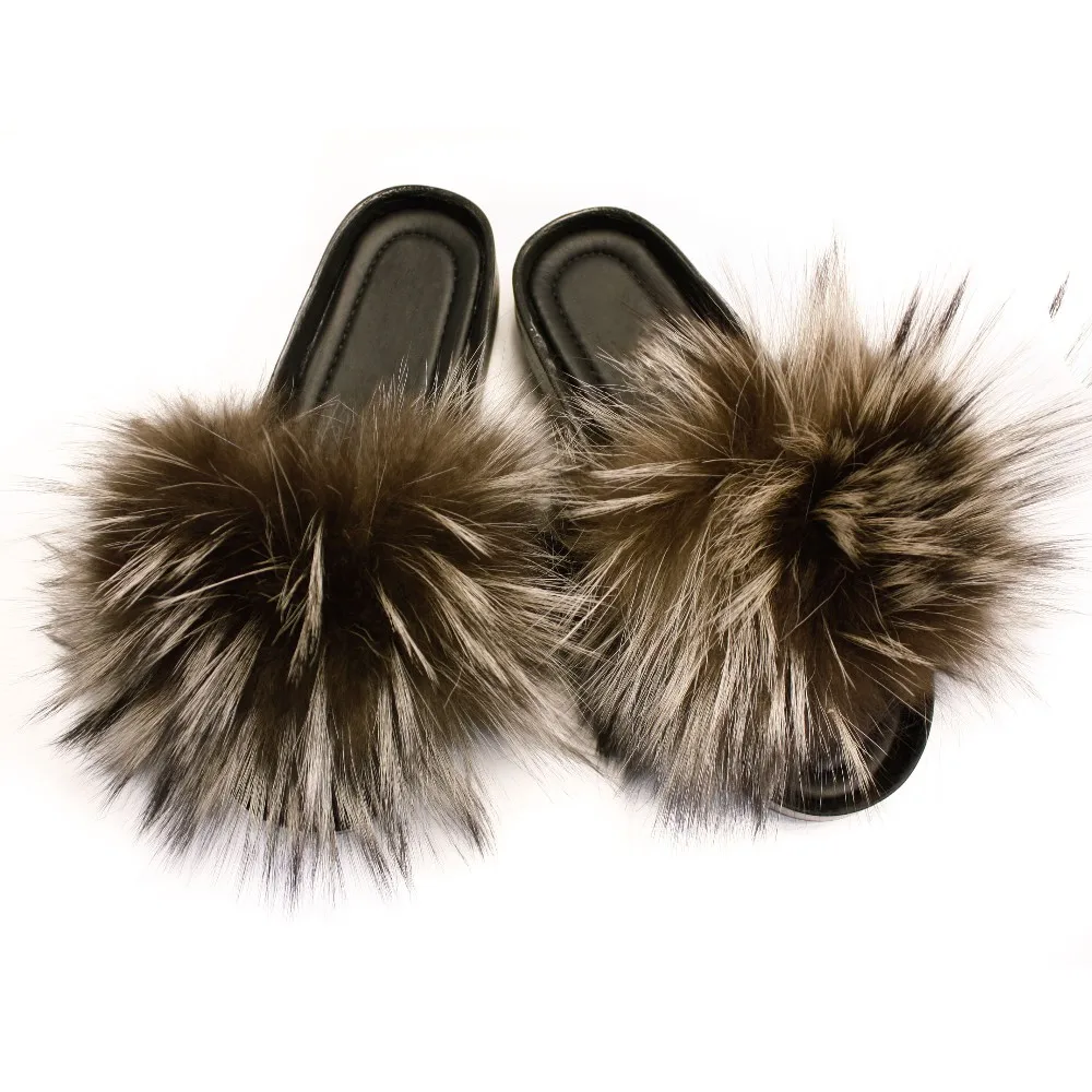 Fox Fur Slides Ladies Fur Slippers 