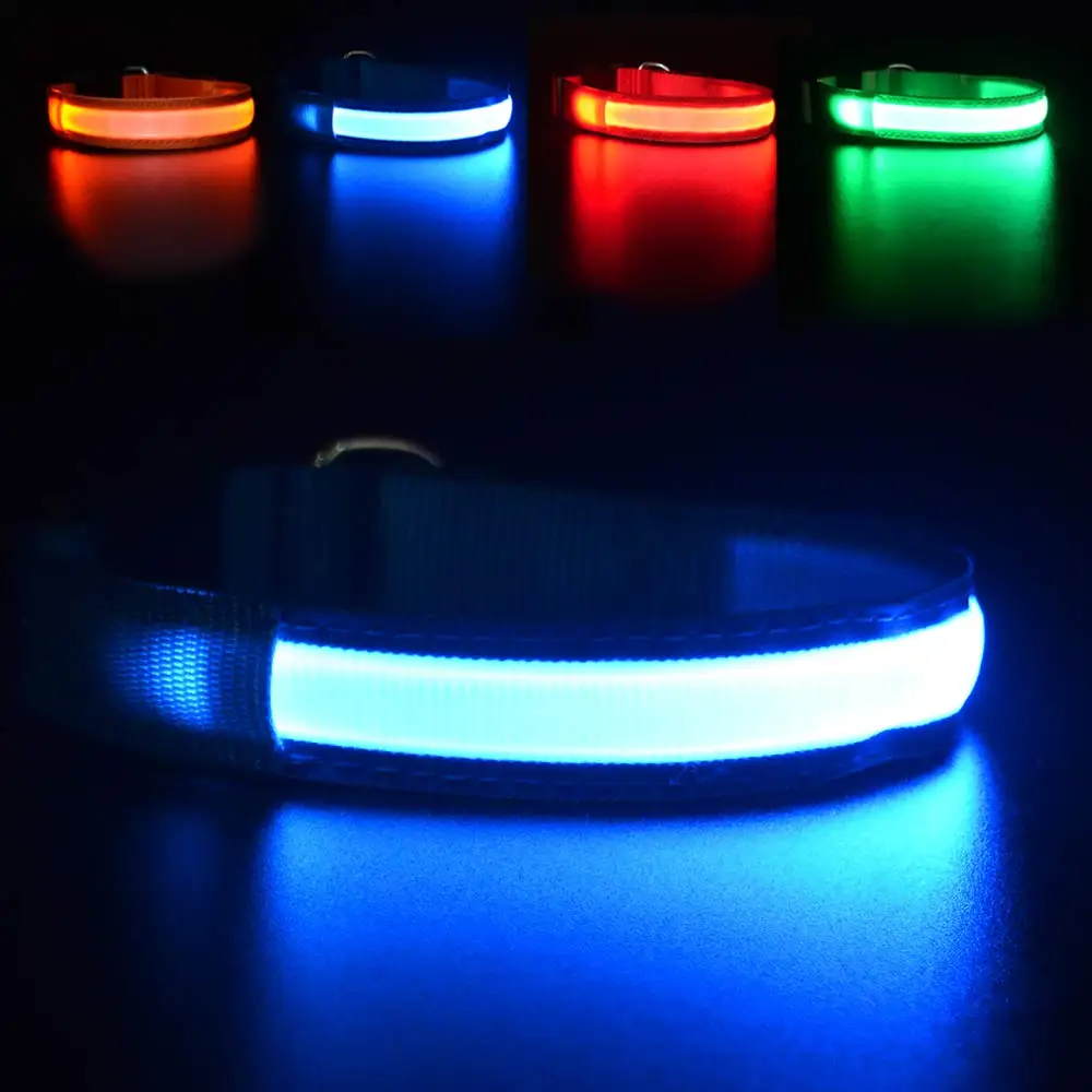 

Pet supplies Luminous Flashing Light Reflective Pet Led Collar Custom Dog Collar, Red,green, bule, purple, black or customized