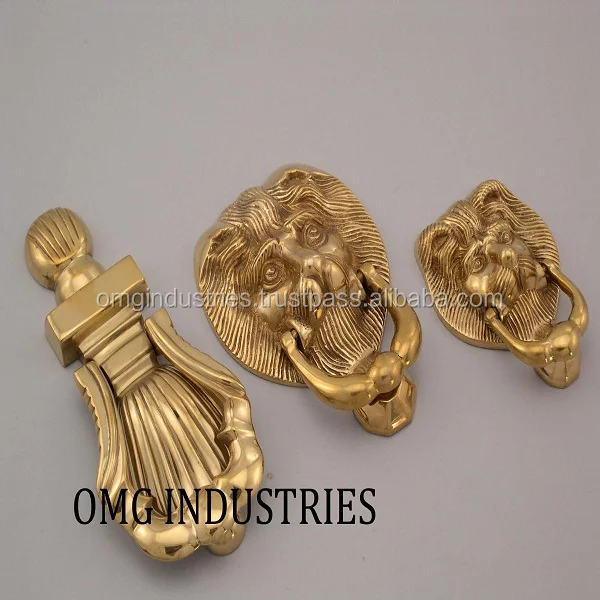 Solid Brass Lion Head Door Knocker
