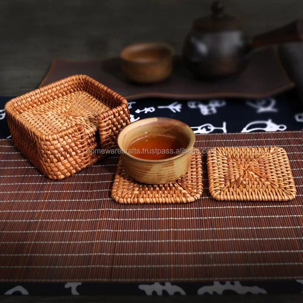 Square Rattan Cup Holder Set / Rattan Coaster From Vietnam Buy Rattan