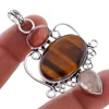 natural tiger eye sunstone golden rutite gemstone silver plated bezel setting pendant