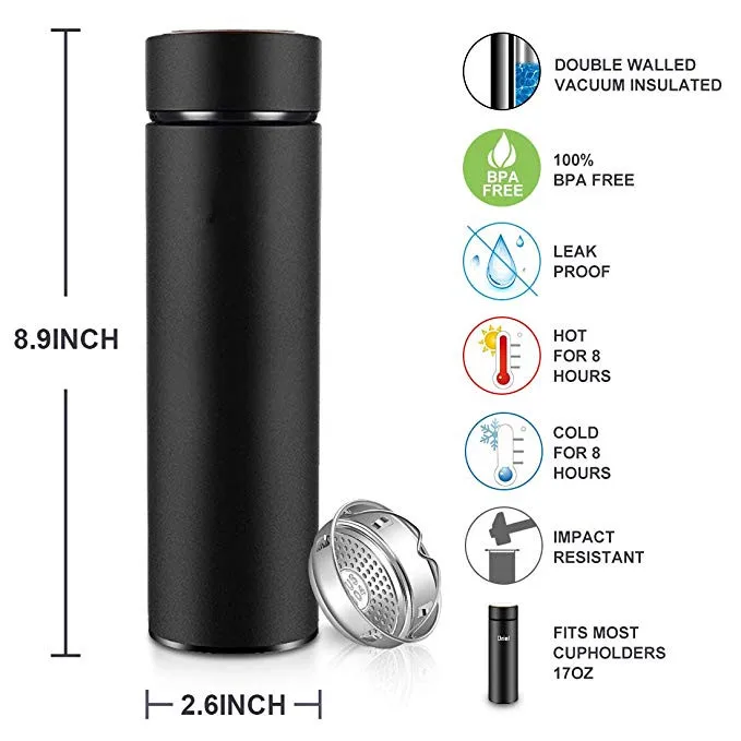 16 Ounce Bonus Tea Infuser Insulated Stainless Steel Traveler Cup With ...