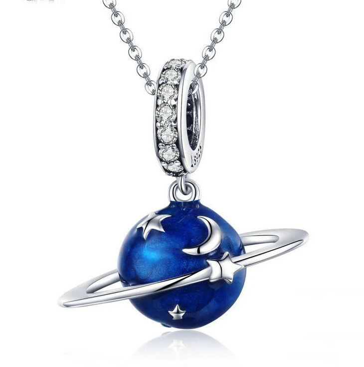 

Authentic 925 Sterling Silver Blue Enamel Starry Twinkling Star Dangle Pendant Charm Bead for European Style Bracelet, As shown in the picture