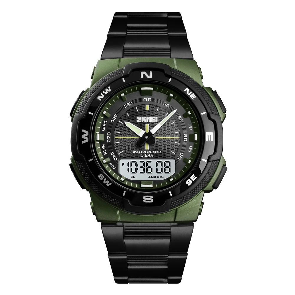 

SKMEI 1370 stainless steel chrono digital quartz men's watch Masculino relojes hombre