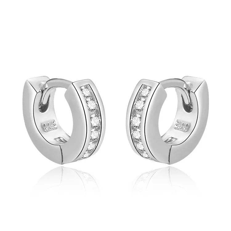 

Rhodium plated 925 sterling silver fashion jewelry AAA cubic zircon women stud earrings, As picture