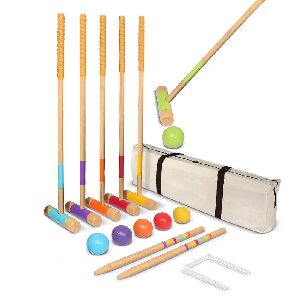 

Wooden Outdoor Croquet Set Garden Game, Colorfull