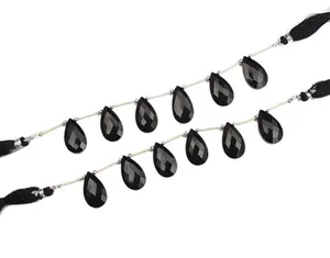 Black Onyx Pear Shaped Faceted Brioletts, Onyx Teardrop Briolette, 13x22mm, Loose Gemstone, Jewelry Making Supply