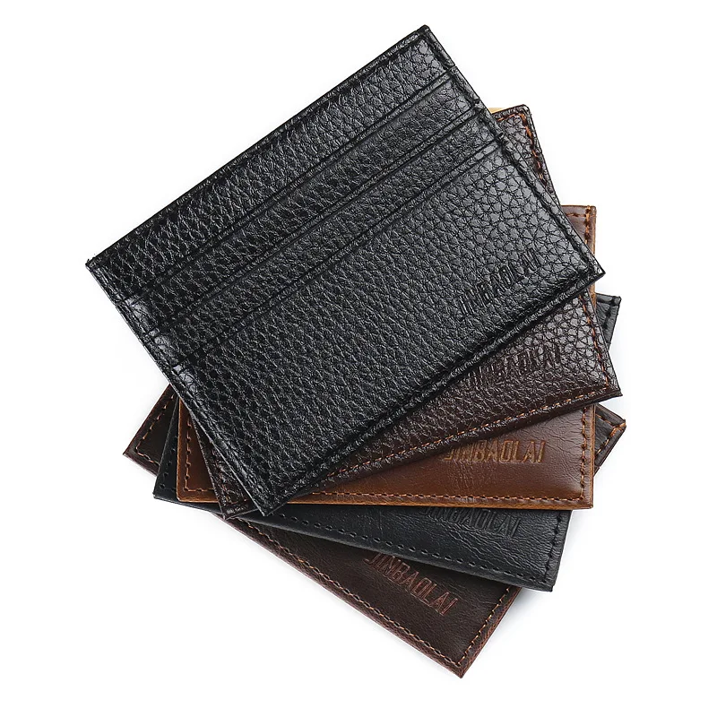 

Cheap men's gender mini slim multicard leather wallet, Black.coffee