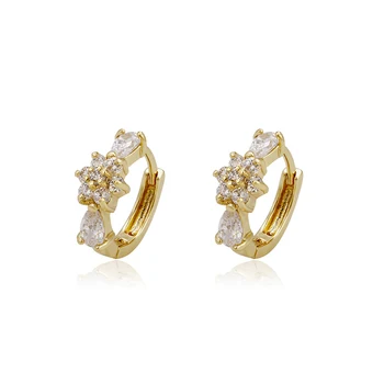 93581 Xuping Wholesale Earrings,14k Gold Color Diamond Self Piercing Hoop Earrings - Buy ...