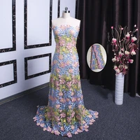 

LSM004 Good quality popular luxury 3d flower heavy handwork lace fabric