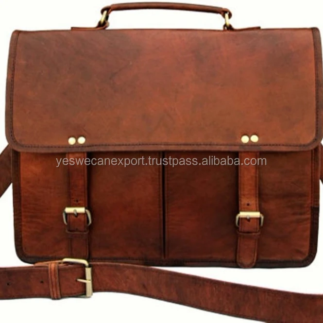 goat leather messenger bag