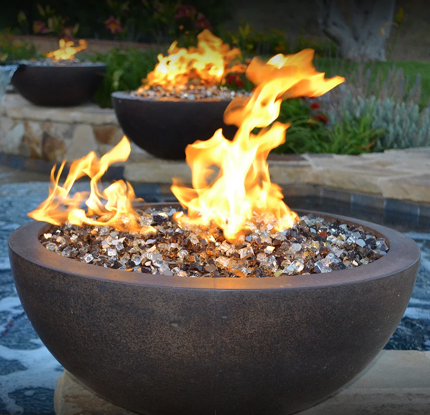 24k Gold Broken Glass Reflective Fire Glass Fire Pit Tempered Glass