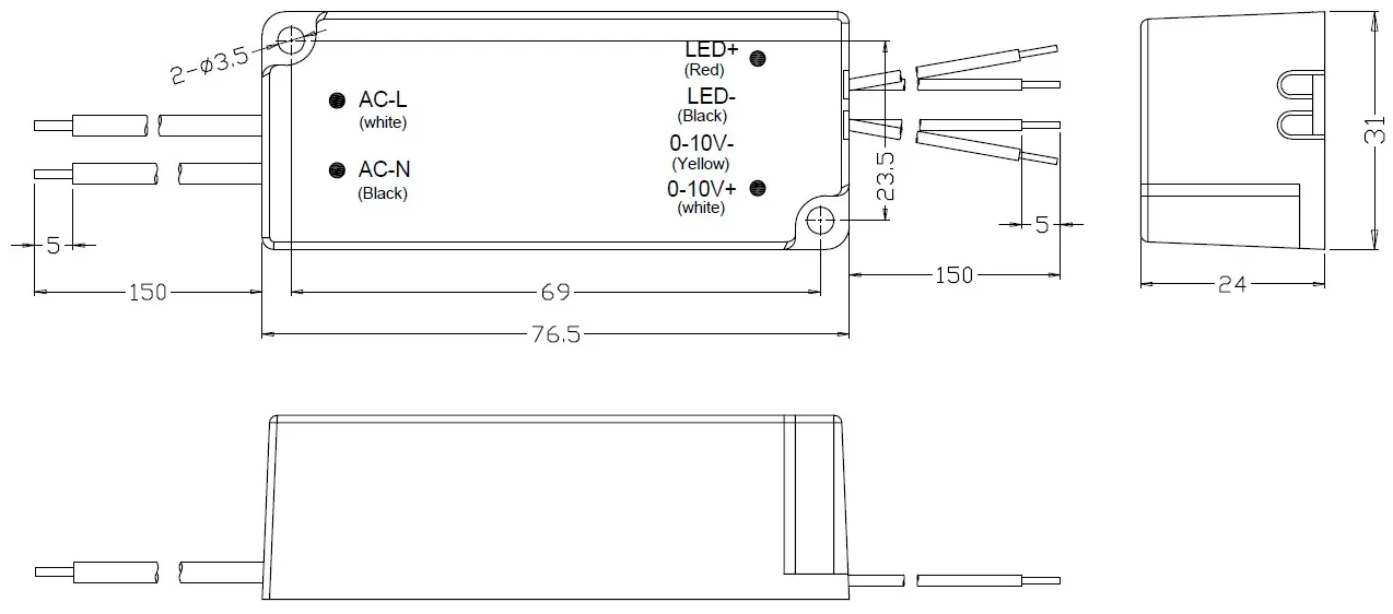 120/277 伏 ul fcc 15w 0-10v led 驅動器 24 42vdc 正向電壓 0-10%