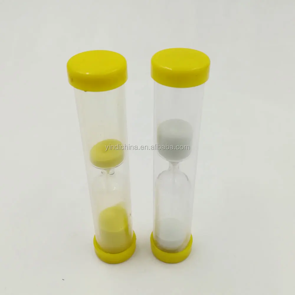 

8.5*1.6cm Plastic 1 2 minutes hourglass 3 mins sandtimer for board game timing, Yellow as pic