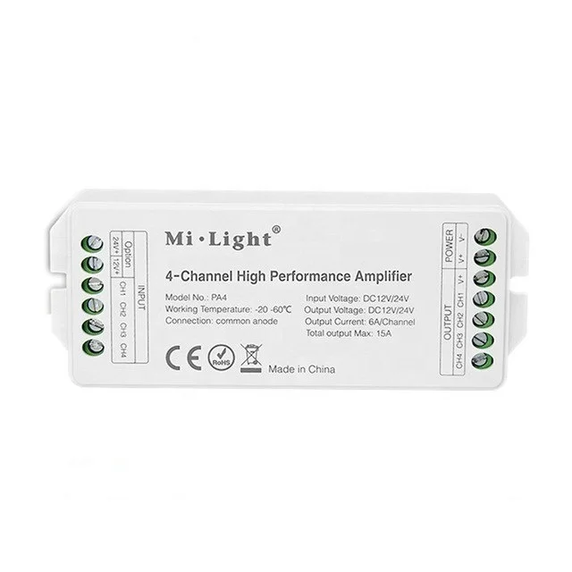 Mi Light PA4 4-Channel DC12V-24V Output15A Hight Performance Amplifier for led strip lights