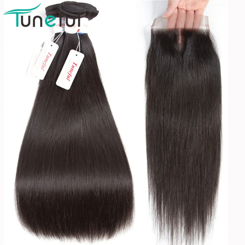 

Straight Hair 3 Bundles With Closure Tuneful 100% Remy Hair Weft Weave Extensions Brazilian Human Hair Bundles With Closure, N/a