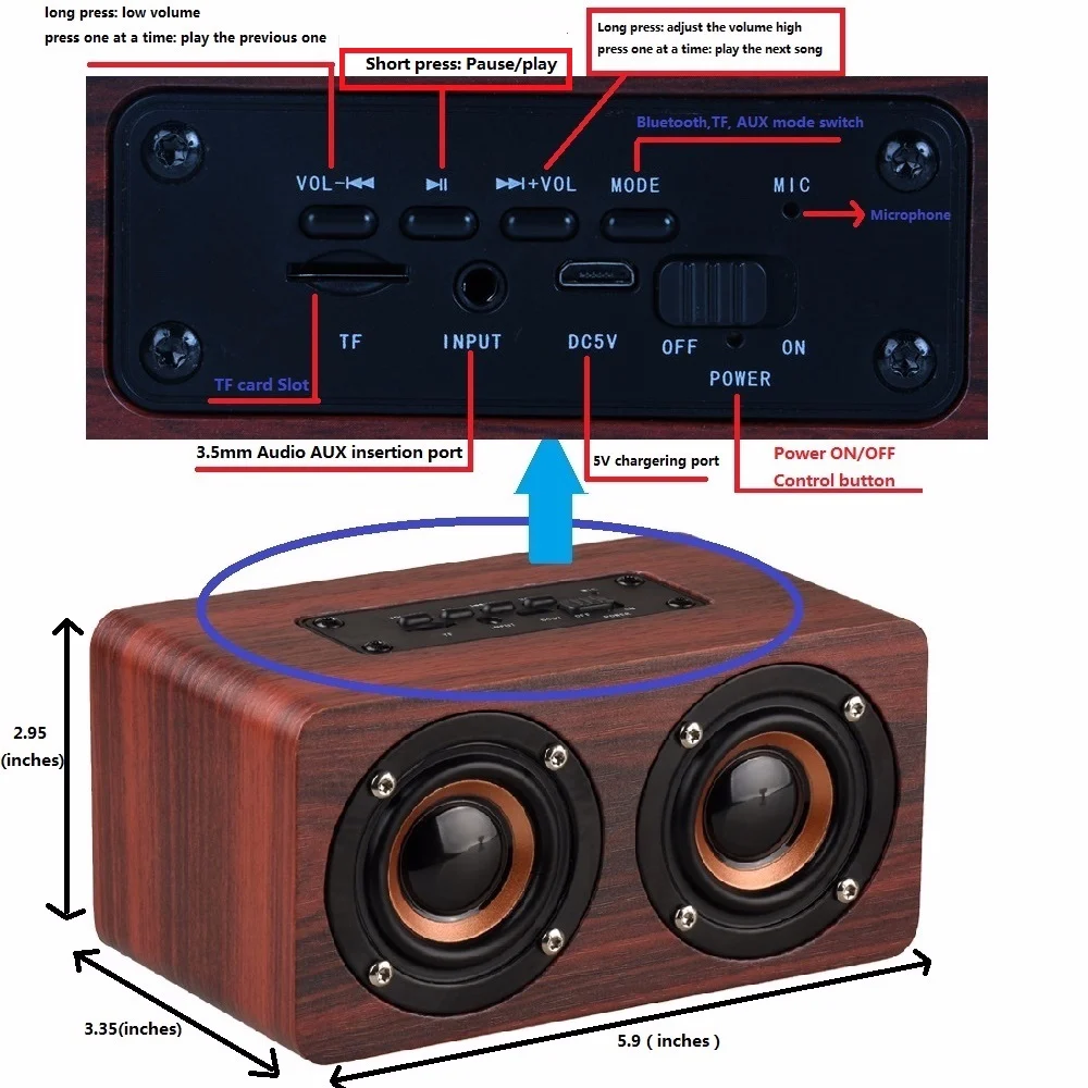 Portable Wireless Plywood Speaker, Allstar Mini Wooden Bluetooth Speaker - ANKUX.COM