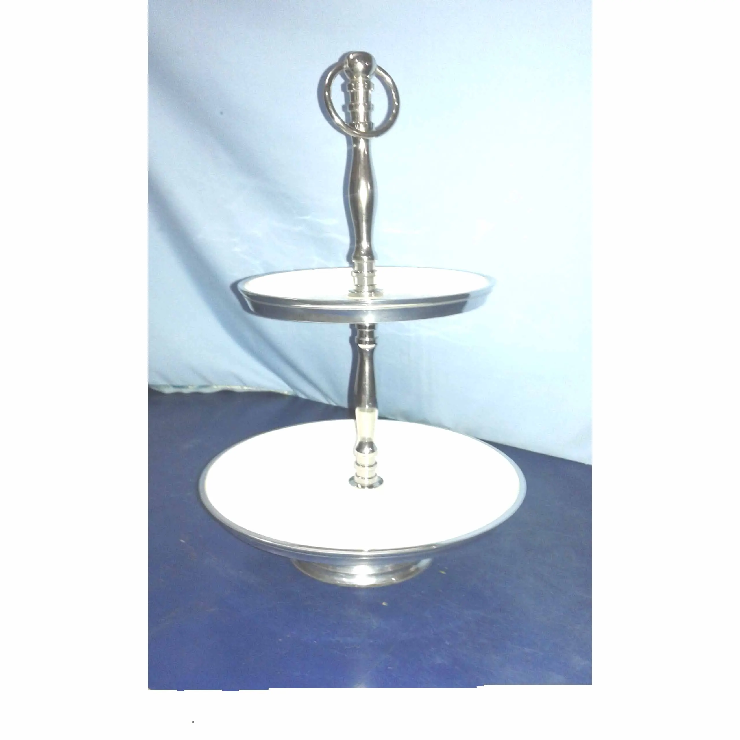 Metal Material Two Tier Enamel Cake Stand Home Decoration