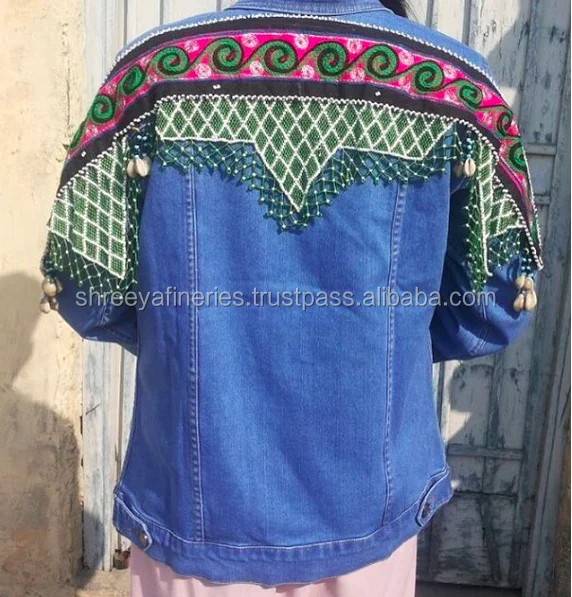 embellished denim jacket boho