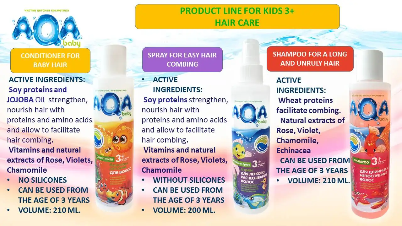aqa baby kids shampoo for long and unruly hair, 210 ml baby hair