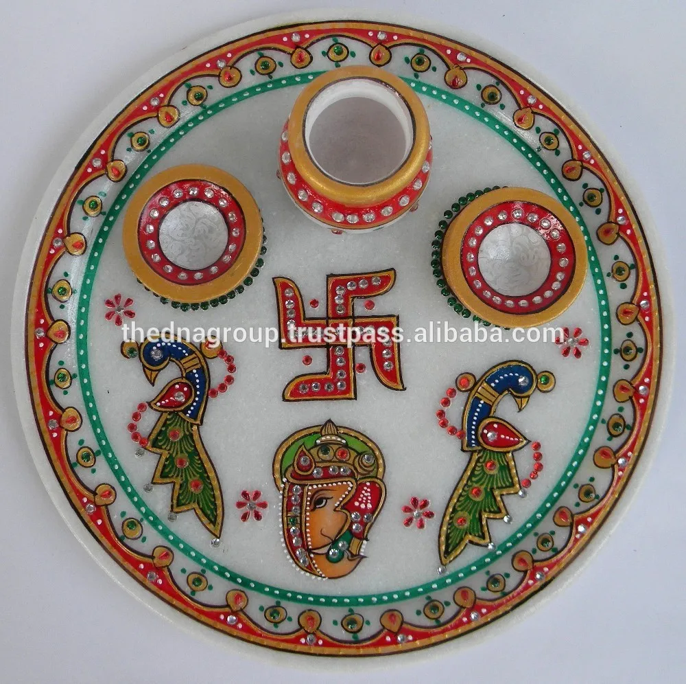 Indian Handmade Marble Decorative Pooja Thali Buy Indian