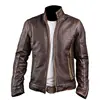 Handmade Men Brown Leather Jacket, Men Casual varsity leather jacket, Cow Genuine Men Leather Jacket