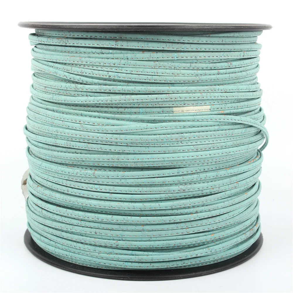 5mm flat sky blue cork cord Natural cork Portuguese cork wholesale jewelry supplies /Findings Cor-167