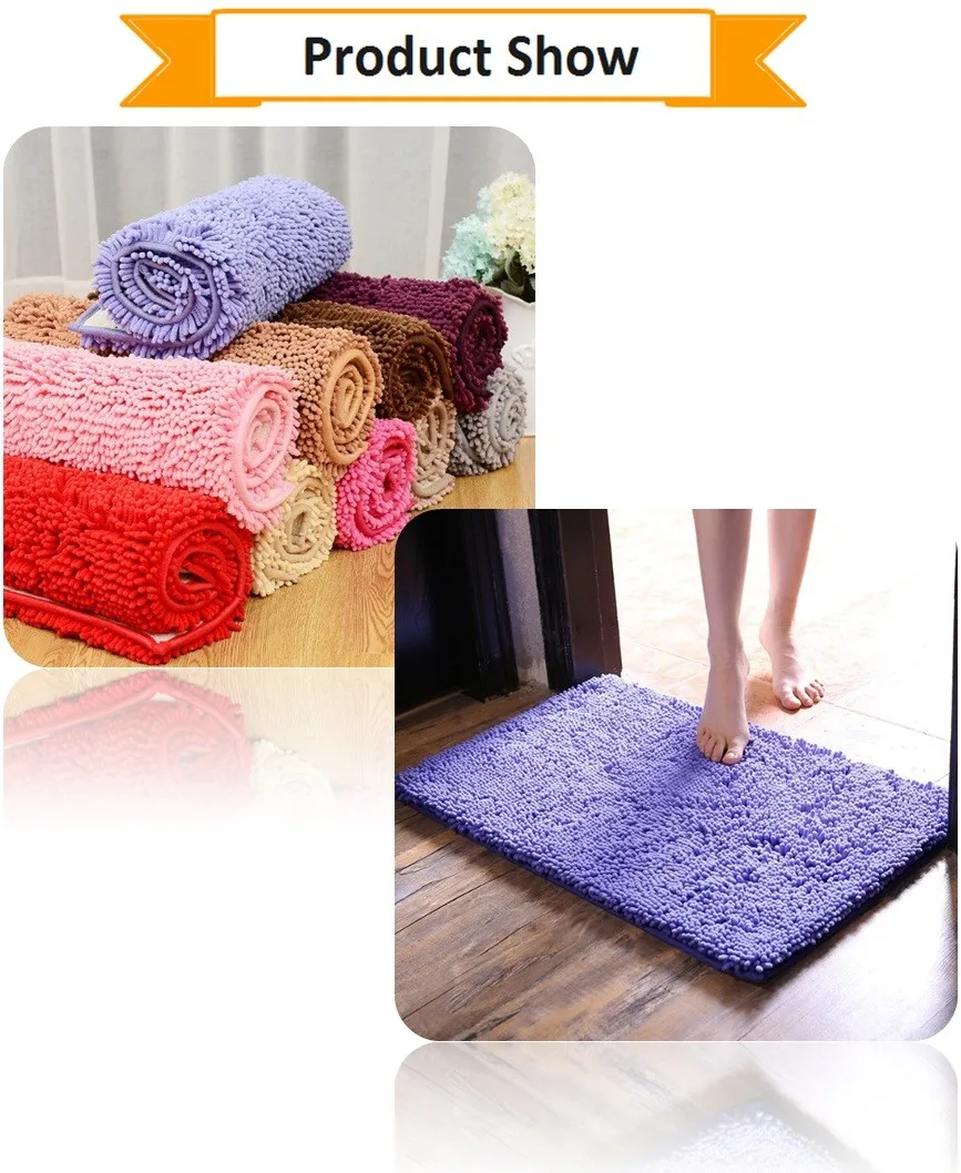Colorful Chenille Non Slip Baby Luxury Microfiber Bath Mats,Bathroom