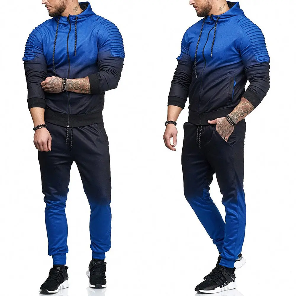 blue and black sweatsuit