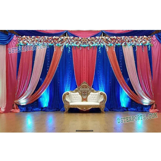 Wedding Reception Stage Backdrop Curtains Shiny Colorful Sequin