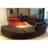 Roller Espresso Contemporary Design Leather Sectional Round Sofa SL901