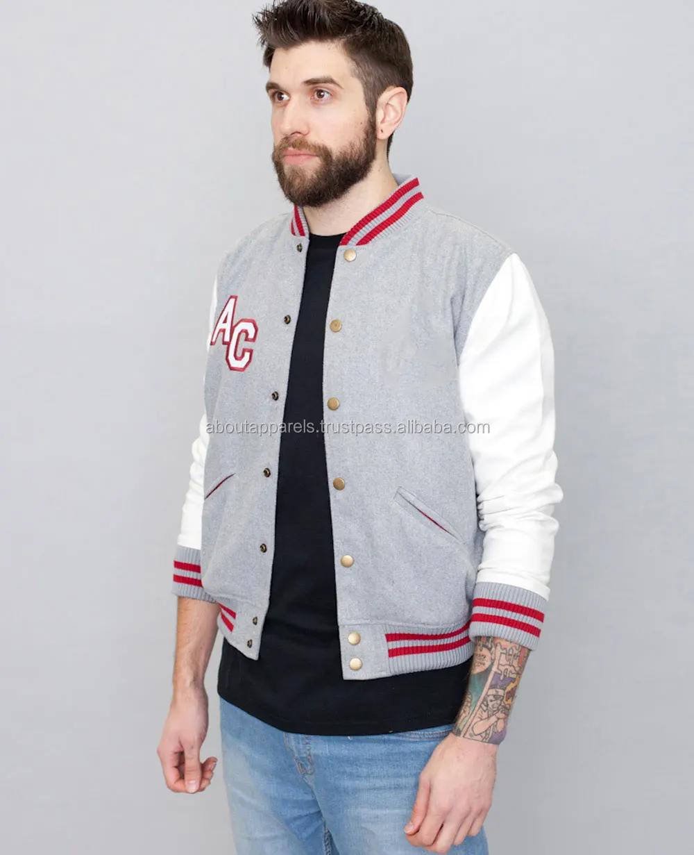 Plain Orange White Satin Varsity Jackets Mens Fashion Jacket,Letterman