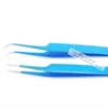 2 Pcs Pro Straight And 90 Degree Angle Volume Tweezers In Sky Blue Color Coated Series