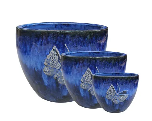 hot sale outdoor ceramic glazed pottery shape butterfly