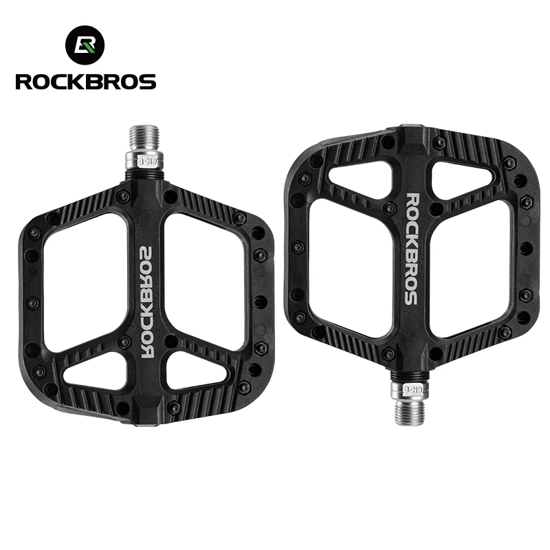 

ROCKBROS 2018 New Mountain Bike MTB Pedals BMX Bicycle Flat Platform Pedals Nylon Fiber Cycling Fixed Gear Ultralight Pedals, Black, rose red, orange