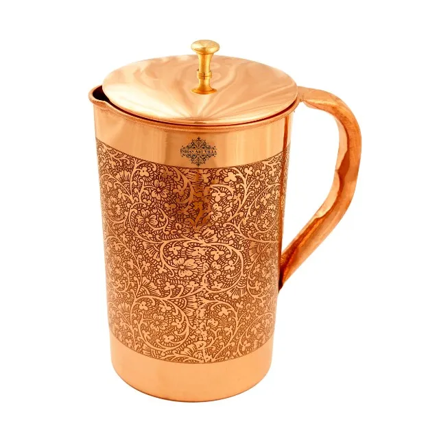 
Indian art villa pure copper full embossed design jug pitcher 