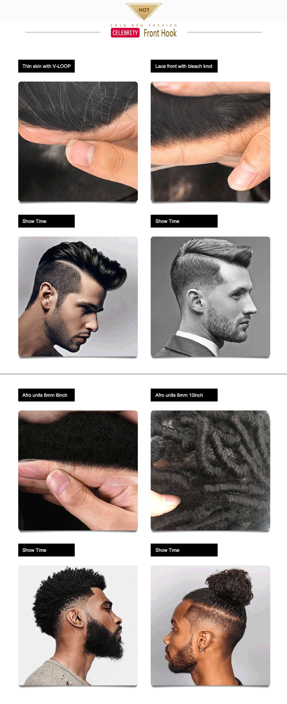 High Quality Human Hair Units For Black Man Afro Curly Hair Units