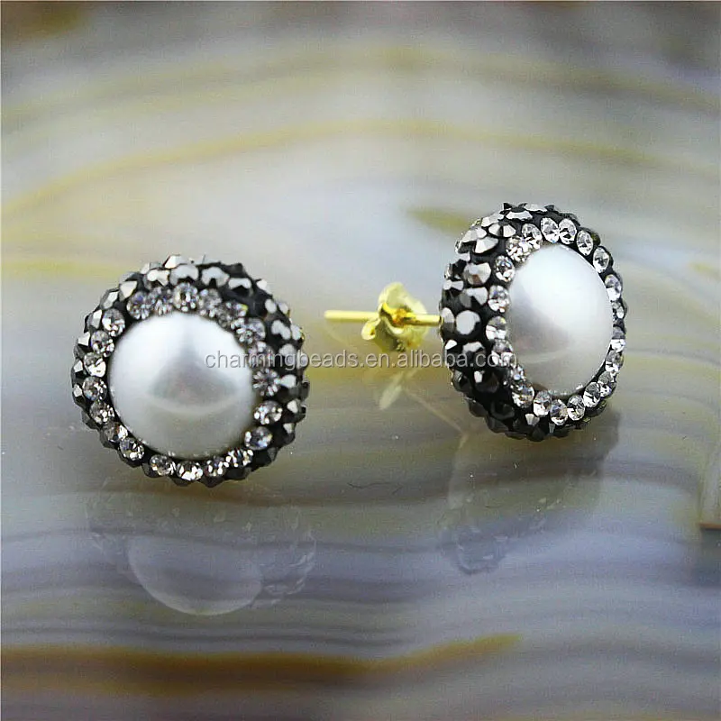 CH-ZSE0393 natural stone pendant jewelry earring,rhinestone fashion agate stud earring,wholesale gemstone dangle earring