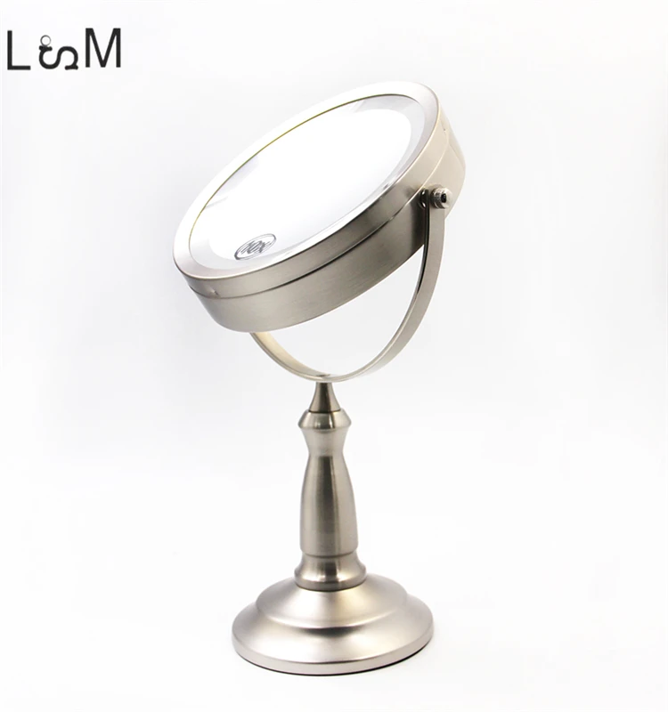 Makeup Round Metal Led 20x Magnification Double Sided Custom Size